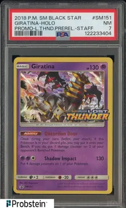 2018 Pokemon SM Black Star Promo BSP Staff #SM151 Giratina Holo Staff PSA 7 NM - Image 1