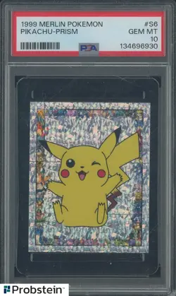 1999 Pokemon Merlin #S6 Pikachu Prism PSA 10 GEM MINT - Image 1