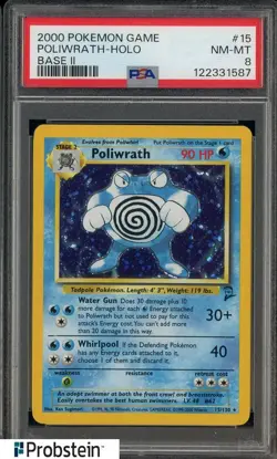 2000 Pokemon Game #15 Poliwrath Holo Base II PSA 8 NM-MT - Image 1