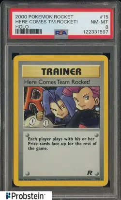 2000 Pokemon Rocket Here Comes Team Rocket! #15 Holo PSA 8 NM-MT - Image 1