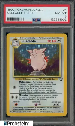 1999 Pokemon Jungle #1 Clefable Holo PSA 8 NM-MT - Image 1