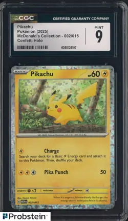 2025 Pokemon McDonald's Collection Confetti Holo #002/015 Pikachu CGC 9 MINT - Image 1
