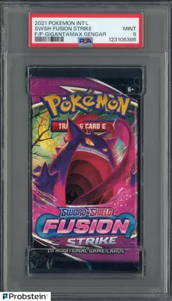 2021 Pokemon Int'l SWSH Fusion Strike Foil Pack Booster Gengar PSA 9 MINT - Image 1