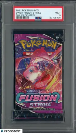 2021 Pokemon Int'l SWSH Fusion Strike Foil Pack Booster Mew PSA 9 MINT - Image 1