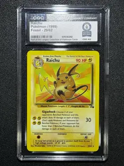 Pokemon CGC Guinness World Record Breaks - 1999 Raichu #29/62 FOSSIL Non-Holo - Image 1