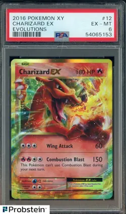 2016 Pokemon XY Evolutions #12 Charizard Ex PSA 6 Ex-MT - Image 1