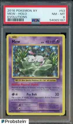 2016 Pokemon XY Evolutions #53 Mew - Holo PSA 8 NM-MT - Image 1