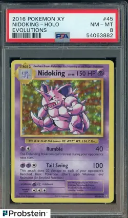 2016 Pokemon XY Evolutions #45 Nidoking - Holo PSA 8 NM-MT - Image 1