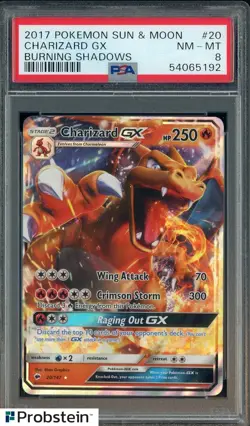 2017 Pokemon Sun & Moon Burning Shadows #20 Charizard Gx PSA 8 NM-MT - Image 1