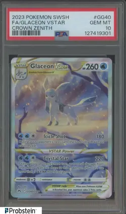 2023 Pokemon SWSH Crown Zenith #GG40 FA Glaceon VStar PSA 10 GEM MINT - Image 1