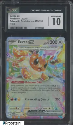 2025 Pokemon Prismatic Evolutions #075 Eevee Ex Holo CGC 10 GEM MINT - Image 1