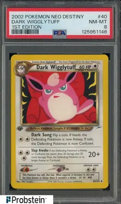 2002 Pokemon Neo Destiny 1st Edition #40 Dark Wigglytuff PSA 8 NM-MT - Image 1