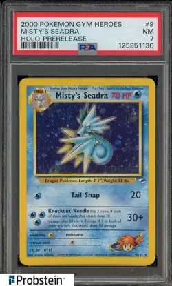 2000 Pokemon Gym Heroes #9 Misty's Seadra Holo Prerelease PSA 7 NM - Image 1