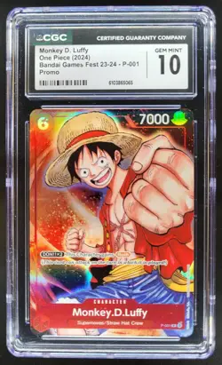 2024 ONE PIECE CCG MONKEY D. LUFFY BANDAI GAMES FEST P-001 CGC 10 C RC7 - Image 1