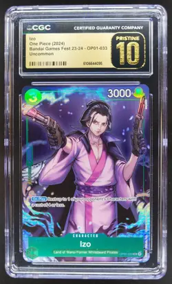 2024 ONE PIECE CCG IZO BANDAI GAMES FEST OP01-033 CGC 10 PRISTINE D RC7 - Image 1