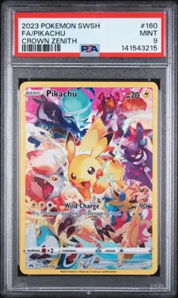 2023 POKEMON SWORD & SHIELD CROWN ZENITH #160 FULL ART/PIKACHU PSA 9 - Image 1