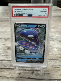 Pokemon Sword & Shield Crown Zenith ULTRA RARE Full Art Kyogre V PSA 10 037/159 - Image 1