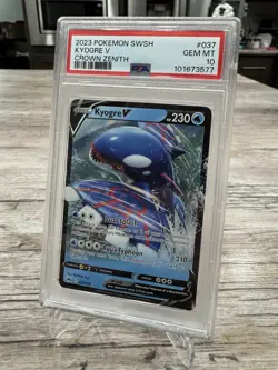 Pokemon Sword & Shield Crown Zenith ULTRA RARE Full Art Kyogre V PSA 10 037/159 - Image 2