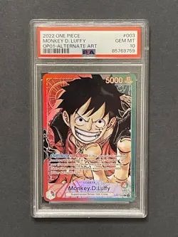 Monkey D Luffy PSA 10 OP01-003 Errata Alternate Art Leader Manga One Piece Card - Image 1