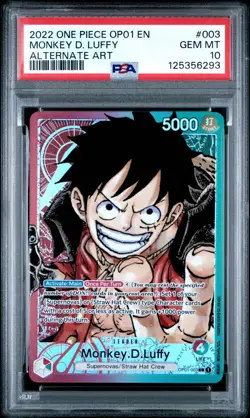 Monkey D Luffy PRE-Errata Alternate Art Leader PSA 10 One Piece OP01-003 Romance - Image 3