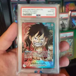Monkey D Luffy PRE-Errata Alternate Art Leader PSA 10 One Piece OP01-003 Romance - Image 1
