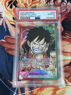One Piece Monkey D Luffy Pre-Errata OP01-003 Alternate Art Leader PSA 10 Low Pop - Image 1