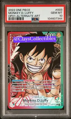 One Piece OP01-003 Monkey D Luffy Pre-Errata Alternate Art Leader PSA 10 - Image 1