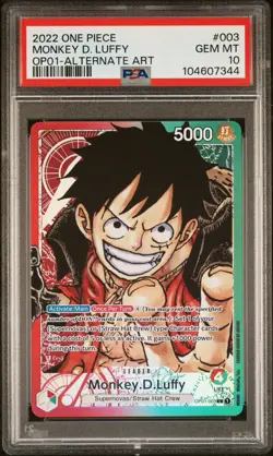 One Piece OP01-003 Monkey D Luffy Pre-Errata Alternate Art Leader PSA 10 - Image 2