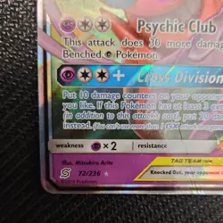 Pokemon TCG Espeon & Deoxys GX 72/236 SM-Unified Minds Holo Ultra Rare TAG TEAM - Image 4