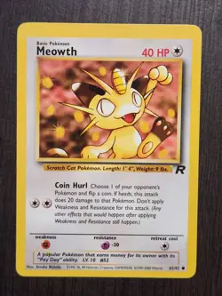 Slight OC Meowth Team Rocket Pokemon Card LP 62/82 Common - Image 1