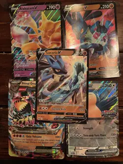5 Pokemon Jumbo Card LOT! Lucario V, Alakazam V, Primal Groudon EX & Snorlax EX - Image 1