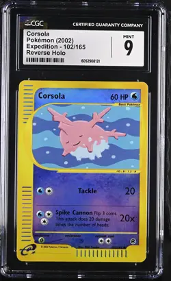 CGC 9 MINT Corsola 2002 Expedition 102/165 Reverse Holo Pokemon Card - Image 1