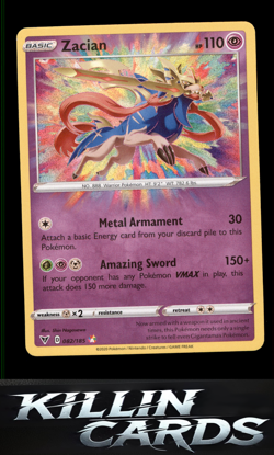 Zacian 082/185 Pokemon Amazing Rare SWSH04: Vivid Voltage Card NM - Image 1