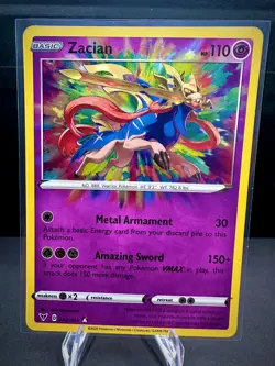 Zacian 082/185 SWSH04: Vivid Voltage Amazing Rare Pokemon TCG Card NM - Image 1