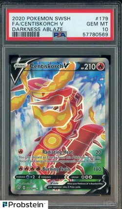 2020 Pokemon SWSH Darkness Ablaze #179 FA Centiskorch V PSA 10 GEM MINT - Image 1