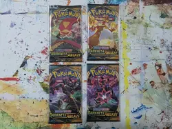 Pokemon TCG Darkness Ablaze Booster Packs x4 - Complete Art Set w/ Sleeves 820650807138 - Image 1