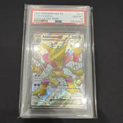 Pokemon 2024 Paldean Fates ALAKAZAM EX Shiny Ultra Rare #215 PSA 10 - Image 1