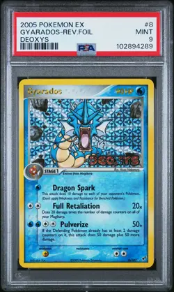 2005 POKEMON EX DEOXYS #8 GYARADOS-REVERSE FOIL PSA 9 - Image 1