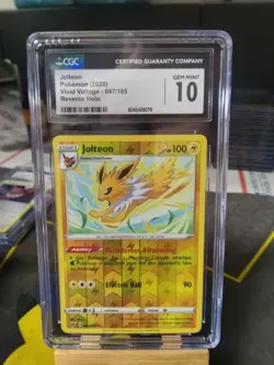 CGC 10 GEM MINT Jolteon 047/185 POKEMON Vivid Voltage Reverse Holo - Image 1