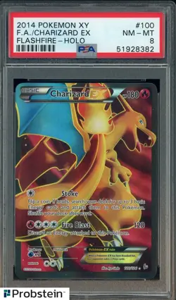 2014 Pokemon XY Flashfire #100 FA Charizard Ex - Holo PSA 8 NM-MT - Image 1