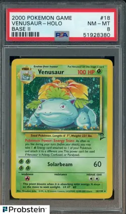 2000 Pokemon Game Base II #18 Venusaur - Holo PSA 8 NM-MT - Image 1