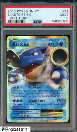 2016 Pokemon XY Evolutions #21 Blastoise Ex PSA 9 MINT - Image 1