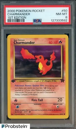 2000 Pokemon Rocket 1st Edition #50 Charmander PSA 8 NM-MT - Image 1