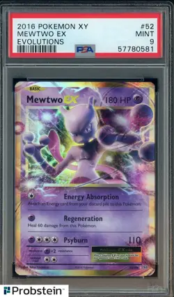 2016 Pokemon XY Evolutions #52 Mewtwo Ex PSA 9 MINT - Image 1