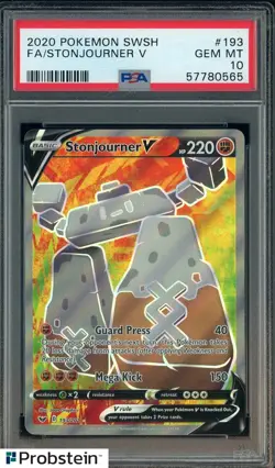 2020 Pokemon SWSH #193 FA Stonjourner V PSA 10 GEM MINT - Image 1