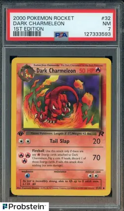 2000 Pokemon Rocket 1st Edition #32 Dark Charmeleon PSA 7 NM - Image 1