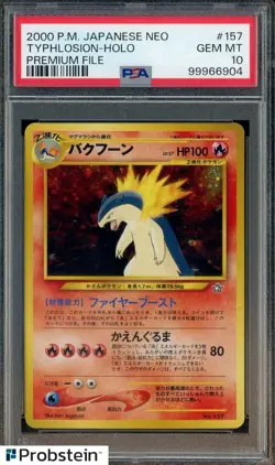 2000 Pokemon Japanese Neo Premium File #157 Typhlosion - Holo PSA 10 GEM MINT - Image 1
