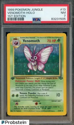 1999 Pokemon Jungle 1st Edition #13 Venomoth - Holo PSA 7 NM - Image 1