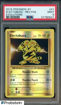 2016 Pokemon XY Evolutions #41 Electabuzz Reverse Foil PSA 9 MINT - Image 1