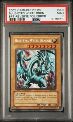 PSA 9 Mint Blue Eyes White Dragon BPT-003 Reverse Foil Error Yugioh - Image 1